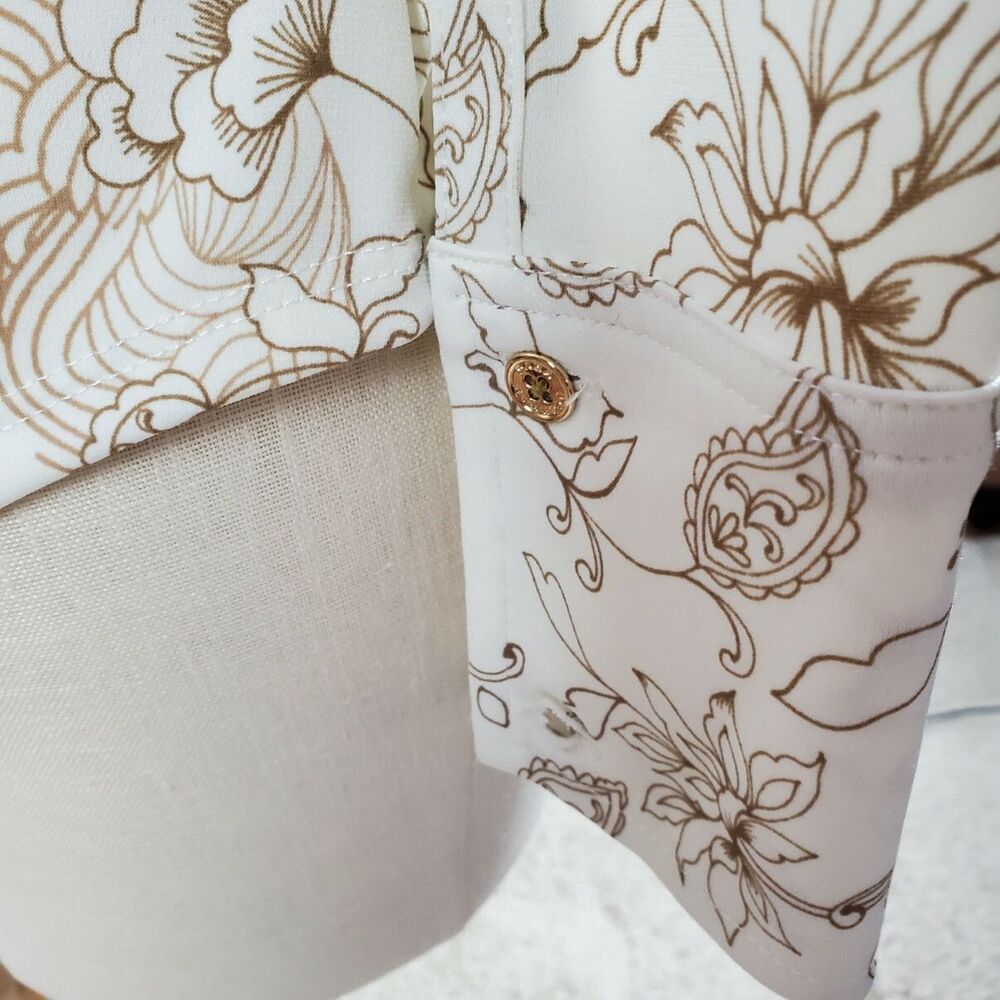 Dana Buchman Womens Black Beige Floral Knit Top Size S Boho Chic Career - Picture 4 of 7